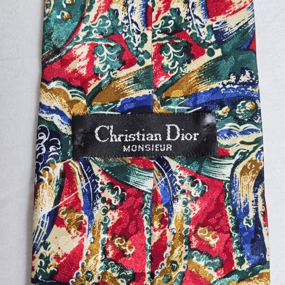 Vintage Christian Dior Monsieur Abstract Pattern Tie, Printed Polyester, 57.5" - Picture 2 of 8